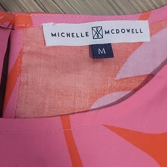 Vibrant Orange and Pink Leaf Print Dress - Picture 2 of 4